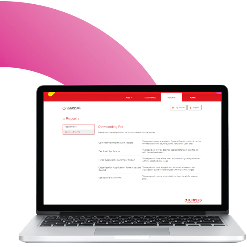 screenshot of QJumpers Applicant Tracking
